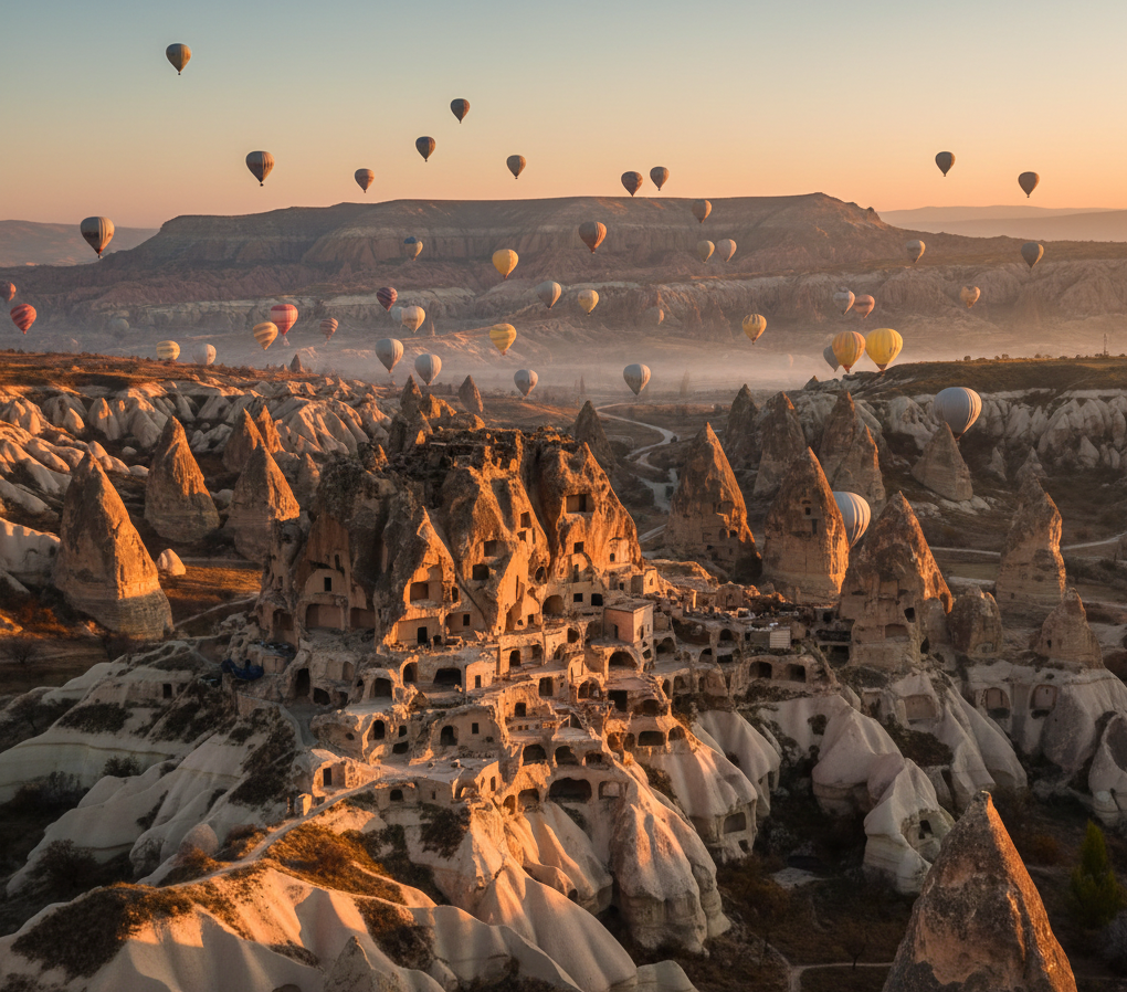 Kota Bawah Tanah Derinkuyu, Turki: Peradaban yang Bertahan di Kedalaman Bumi Lanskap Cappadocia dan Balon Udara
